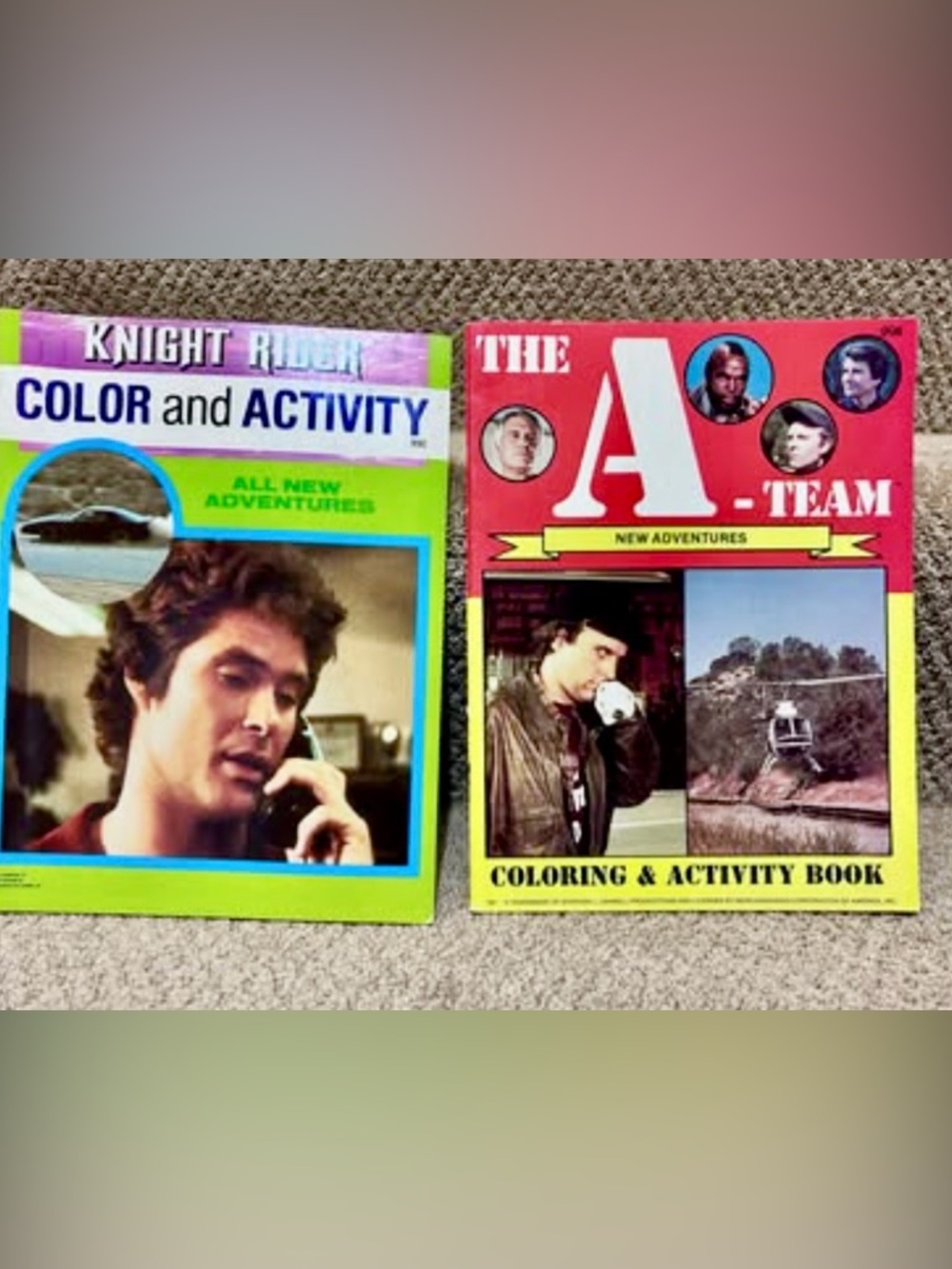 Pair of Vintage TV Knight Rider A-Team  Coloring & Activity Books New Old Stock